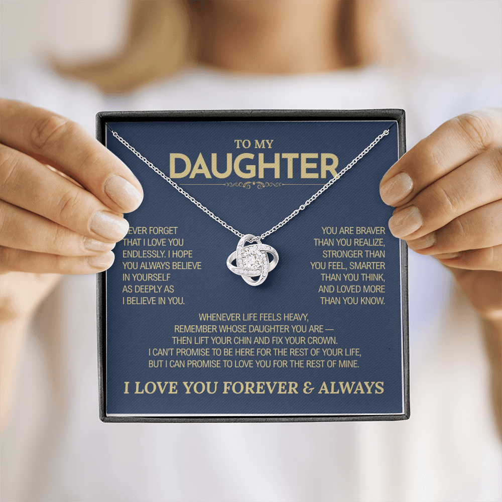 To My Daughter Gift | "Never Forget That I Love You" | Love Knot Necklace
