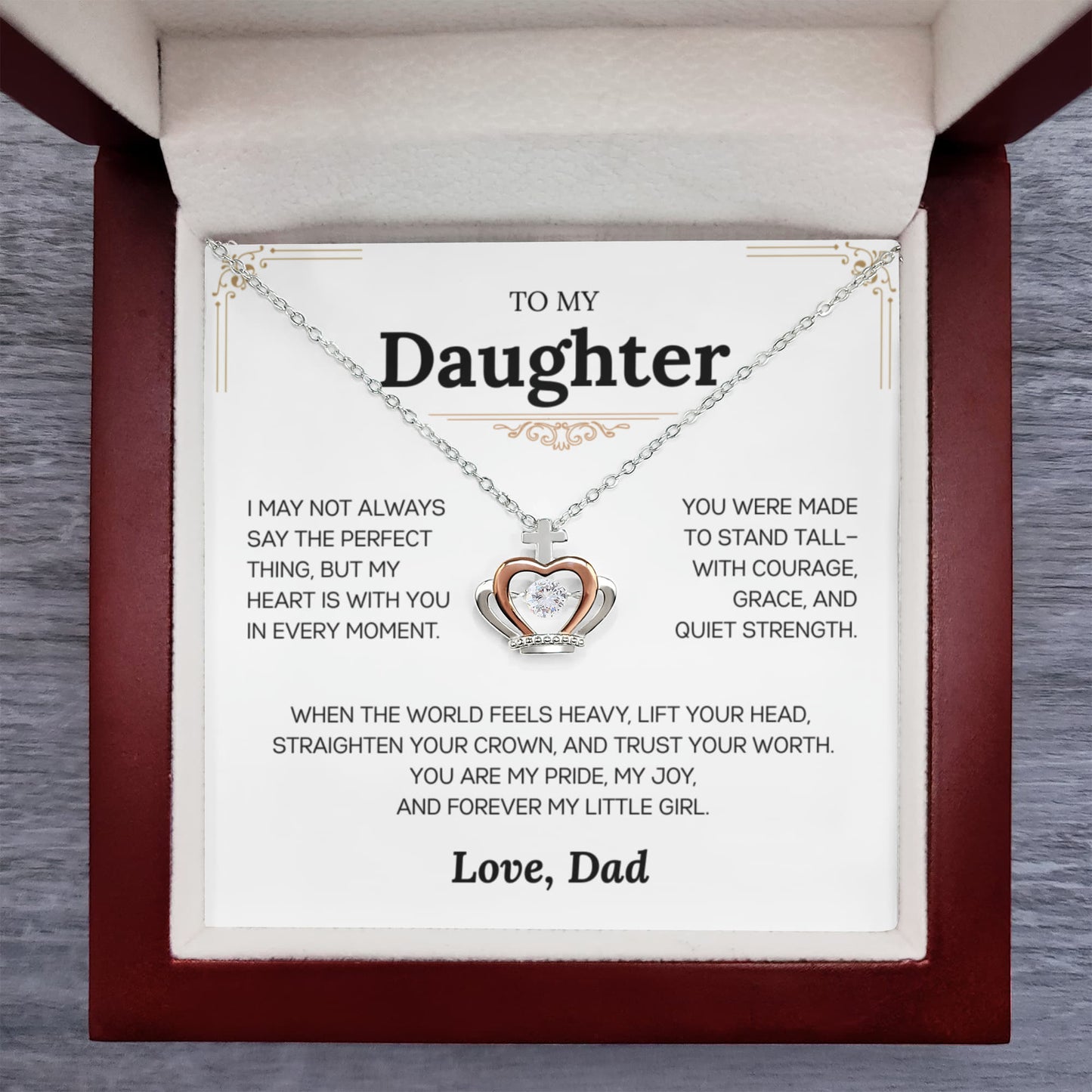 To My Daughter from Dad | "Grace & Strength" | Crowned in Love Necklace