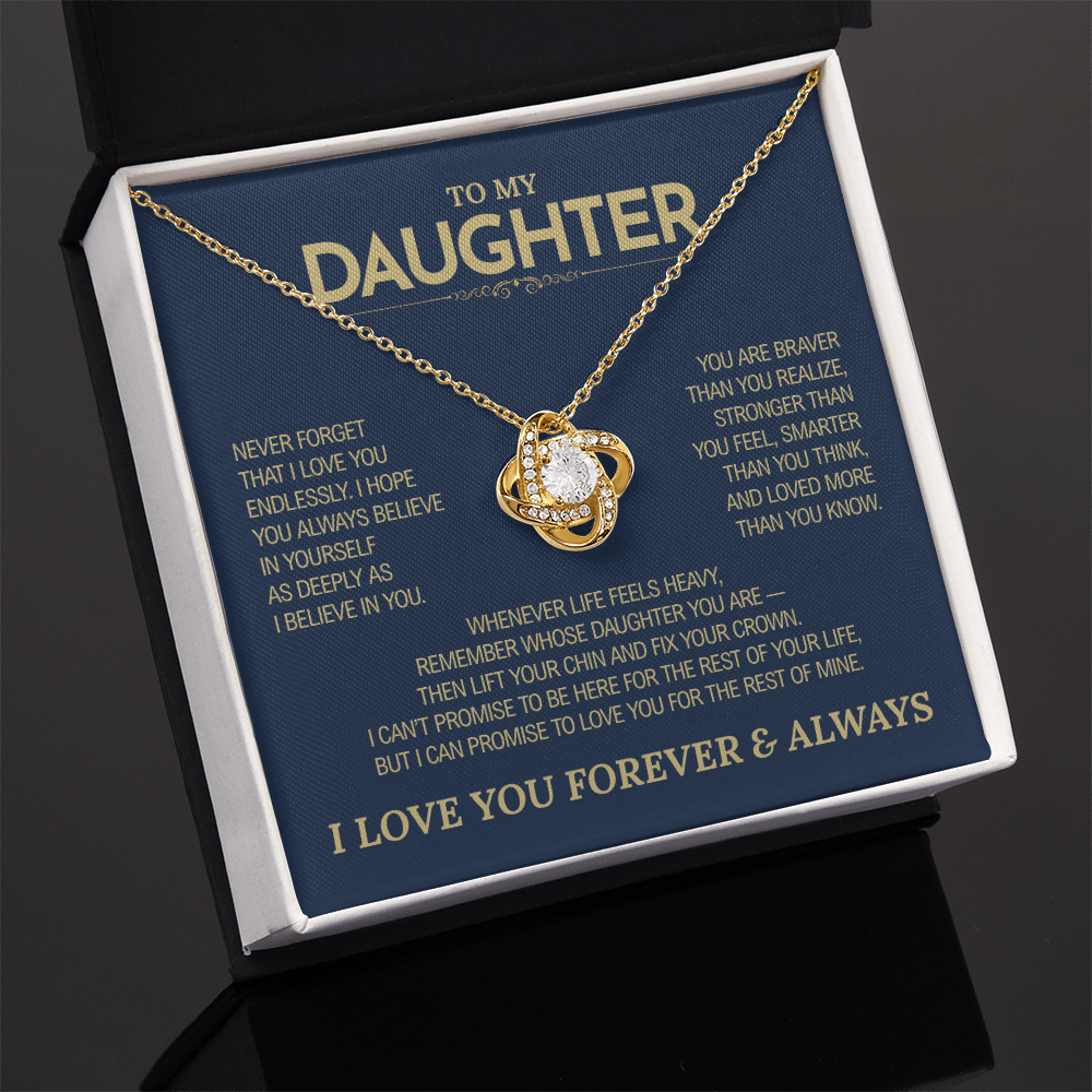 To My Daughter Gift | "Never Forget That I Love You" | Love Knot Necklace