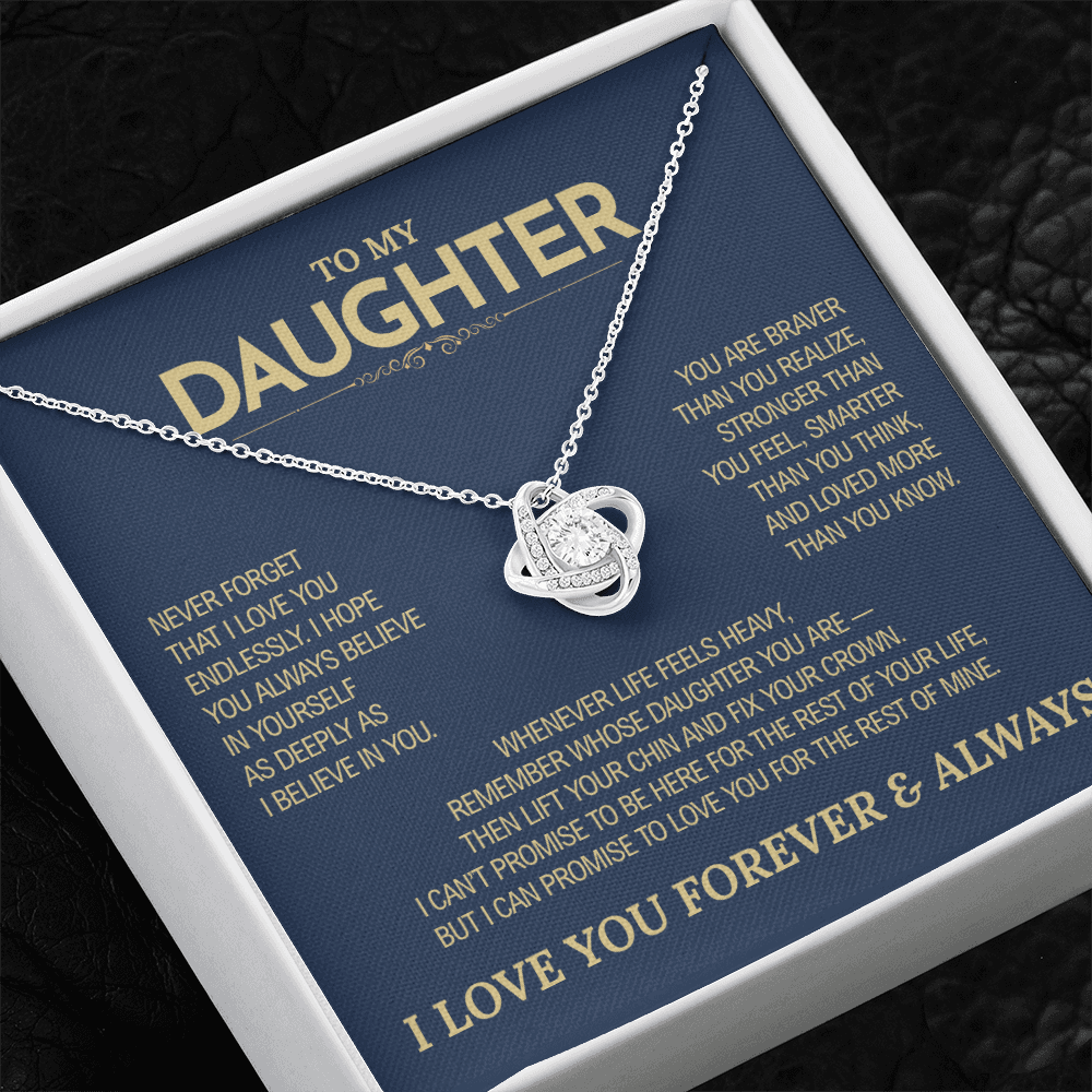 To My Daughter Gift | "Never Forget That I Love You" | Love Knot Necklace