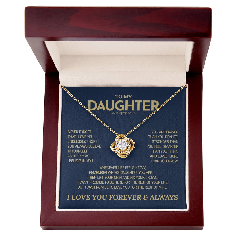To My Daughter Gift | "Never Forget That I Love You" | Love Knot Necklace