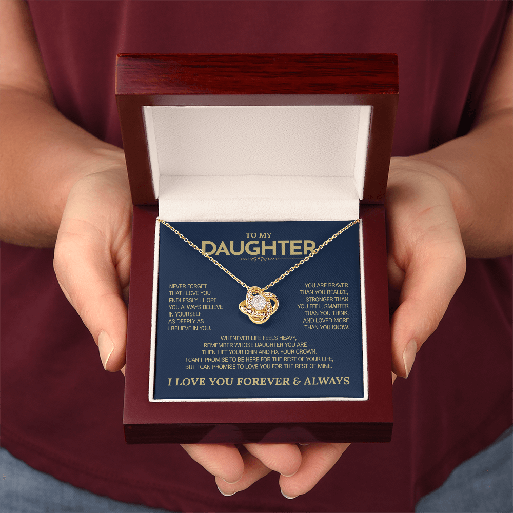 To My Daughter Gift | "Never Forget That I Love You" | Love Knot Necklace