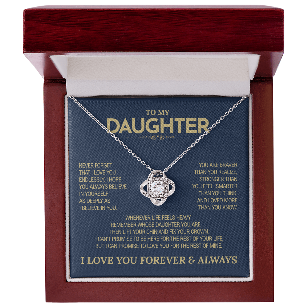 To My Daughter Gift | "Never Forget That I Love You" | Love Knot Necklace