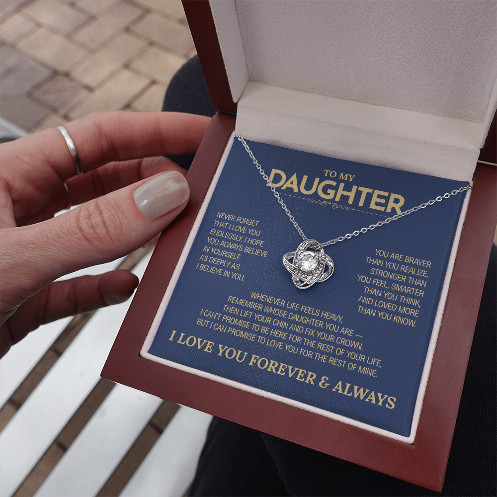 To My Daughter Gift | "Never Forget That I Love You" | Love Knot Necklace