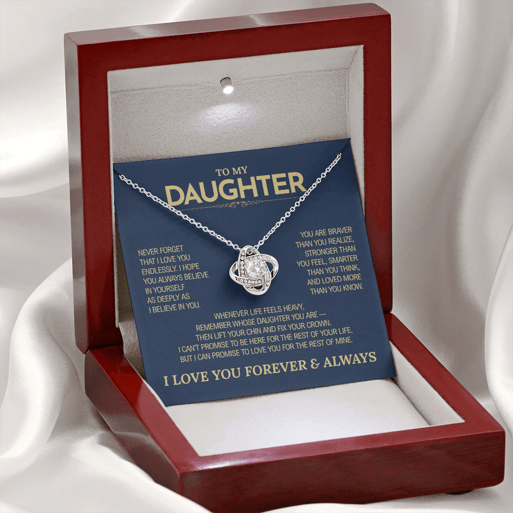 To My Daughter Gift | "Never Forget That I Love You" | Love Knot Necklace