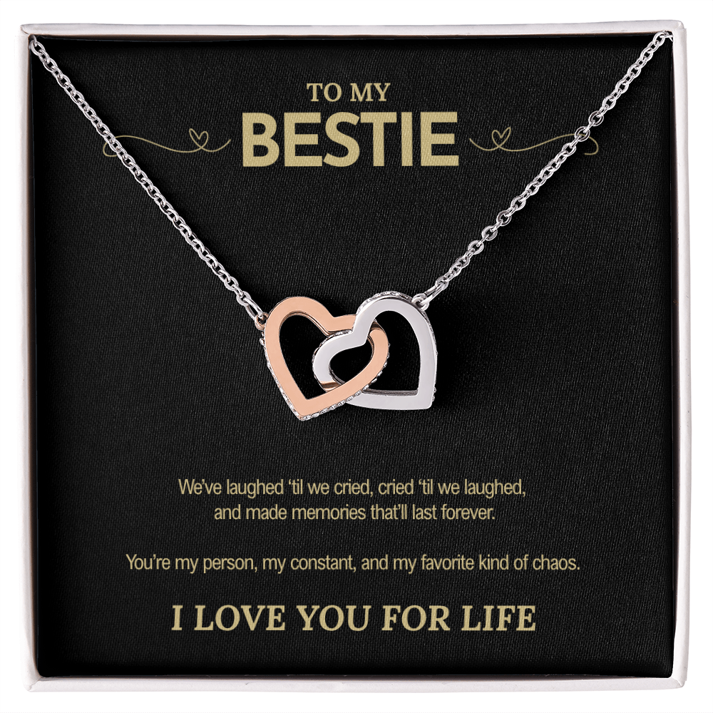To My Bestie | “You're My Favorite Kind of Chaos” | Hearts Necklace