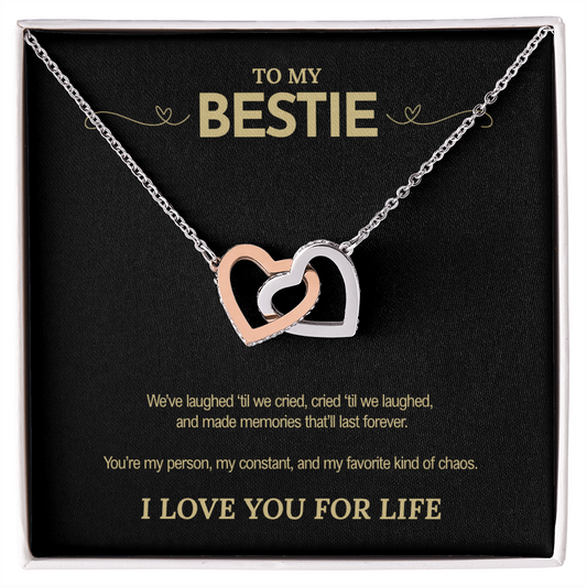 To My Bestie | “You're My Favorite Kind of Chaos” | Hearts Necklace