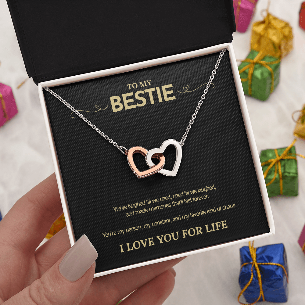 To My Bestie | “You're My Favorite Kind of Chaos” | Hearts Necklace