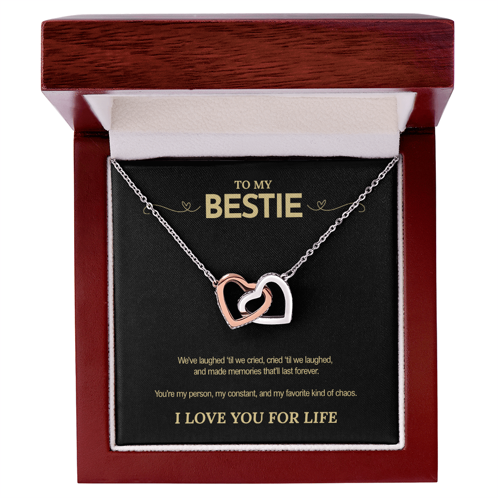 To My Bestie | “You're My Favorite Kind of Chaos” | Hearts Necklace