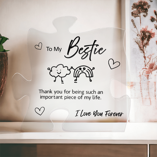 To My Bestie | "Cloud & Rainbow" Friendship Acrylic Plaque | Cute Best Friend Gift
