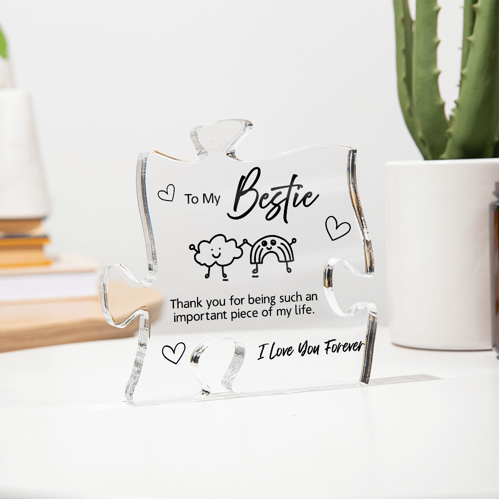 To My Bestie | "Cloud & Rainbow" Friendship Acrylic Plaque | Cute Best Friend Gift