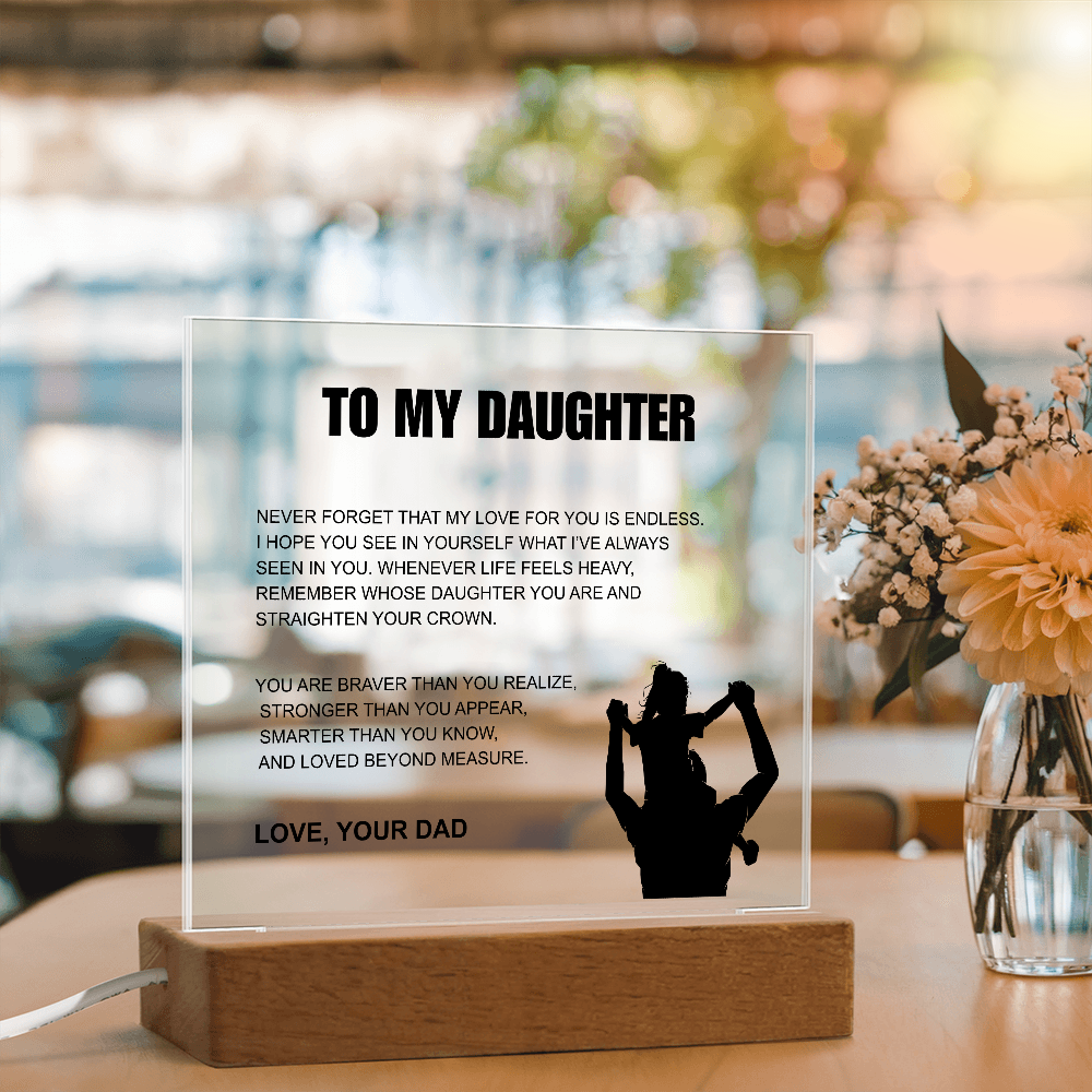 To My Daughter From Dad | "Straighten Your Crown" | Heartfelt Light-Up Plaque