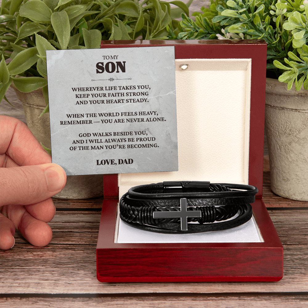To My Son From Dad | "Faith & Strength" | The Guardian Cross Bracelet