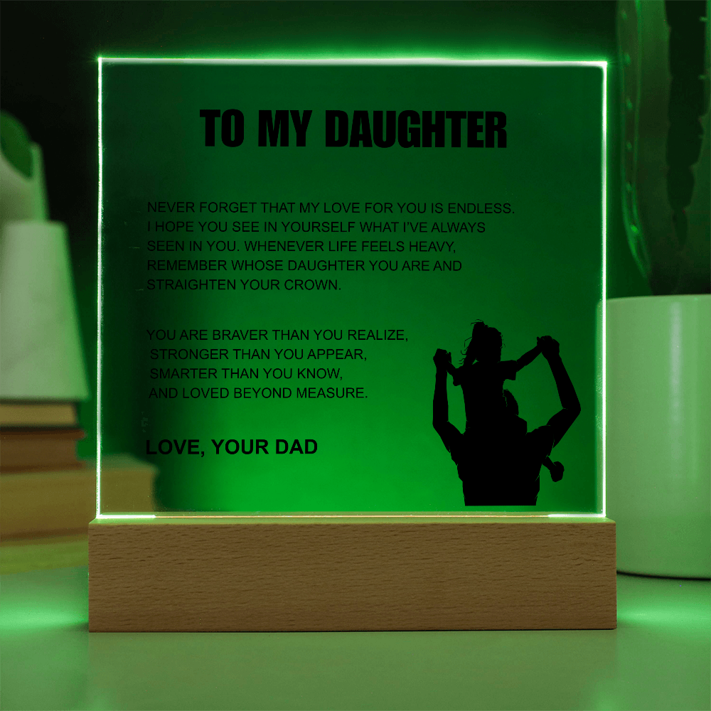 To My Daughter From Dad | "Straighten Your Crown" | Heartfelt Light-Up Plaque