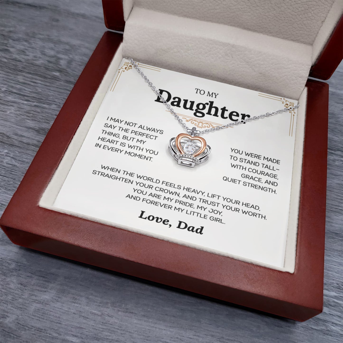 To My Daughter from Dad | "Grace & Strength" | Crowned in Love Necklace