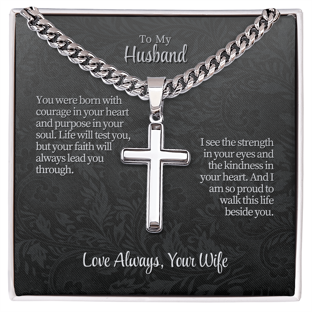 To My Husband | "Courage & Faith" | Valor Cross Chain
