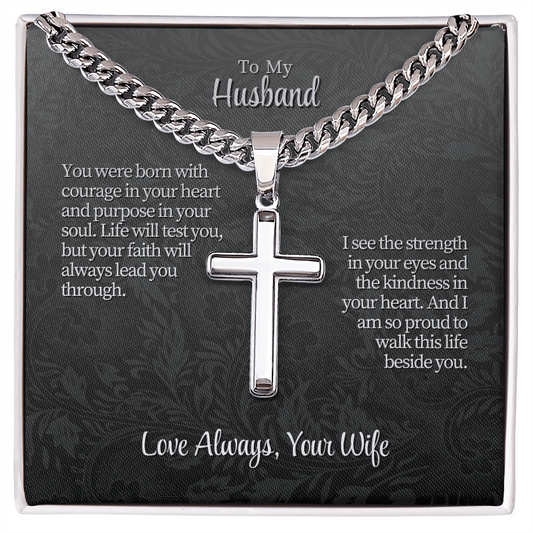 To My Husband | "Courage & Faith" | Valor Cross Chain