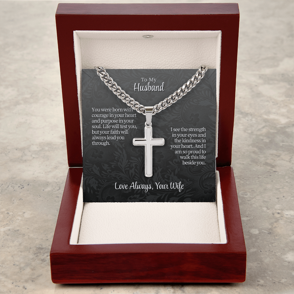 To My Husband | "Courage & Faith" | Valor Cross Chain