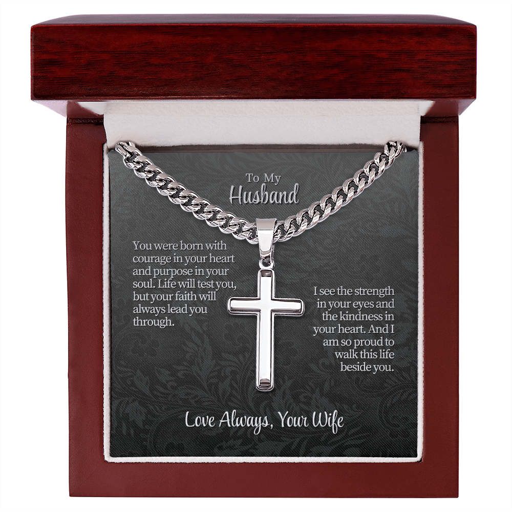 To My Husband | "Courage & Faith" | Valor Cross Chain