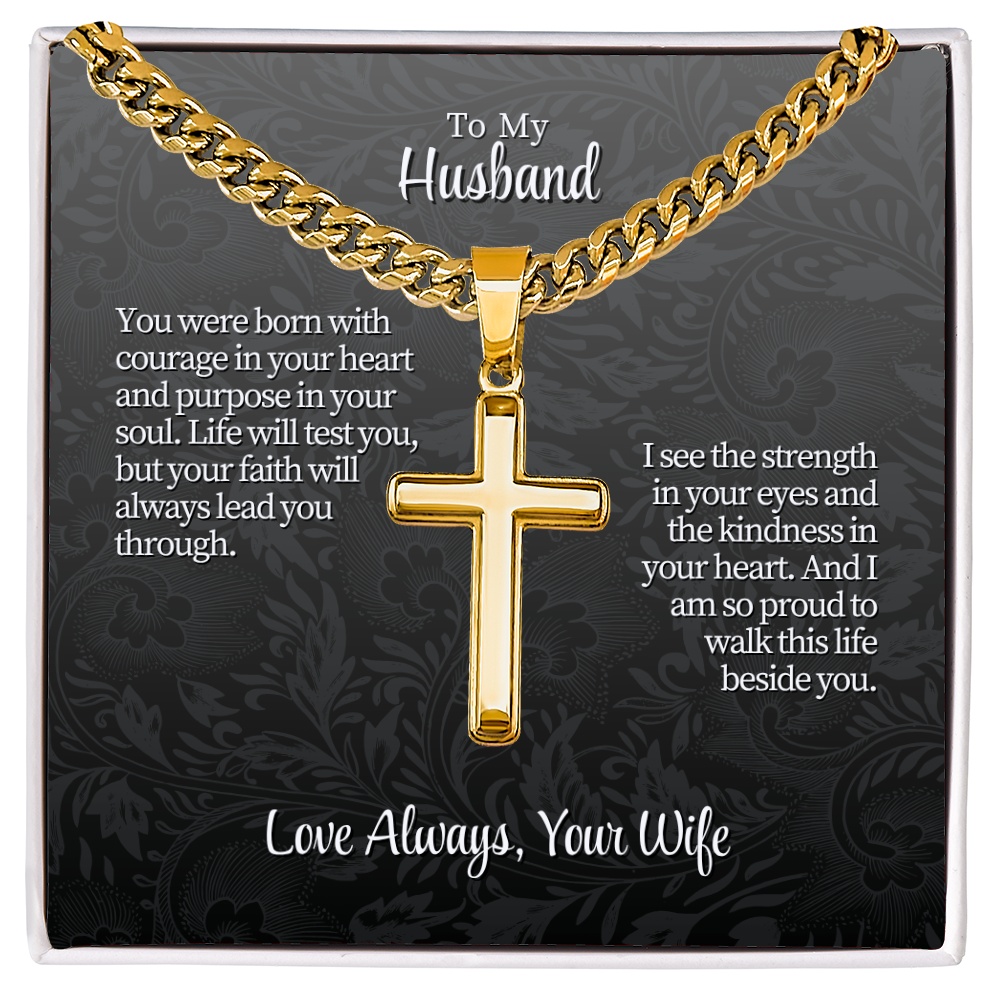 To My Husband | "Courage & Faith" | Valor Cross Chain