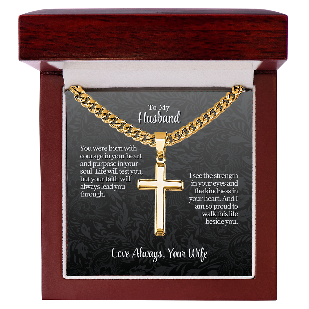 To My Husband | "Courage & Faith" | Valor Cross Chain