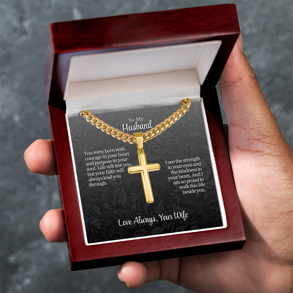 To My Husband | "Courage & Faith" | Valor Cross Chain