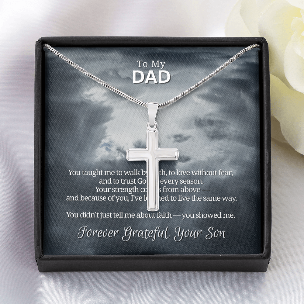 To My Dad From Son | "Faith Made Us Strong" | Guardian Cross Necklace