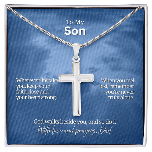 To My Son from Dad | “Faith & Guidance” | Blessed Cross Necklace
