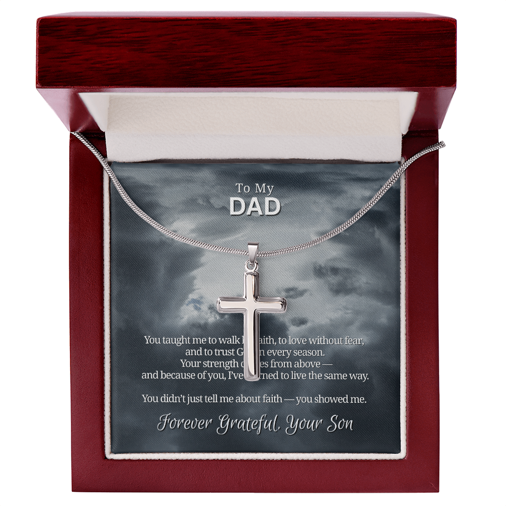 To My Dad From Son | "Faith Made Us Strong" | Guardian Cross Necklace