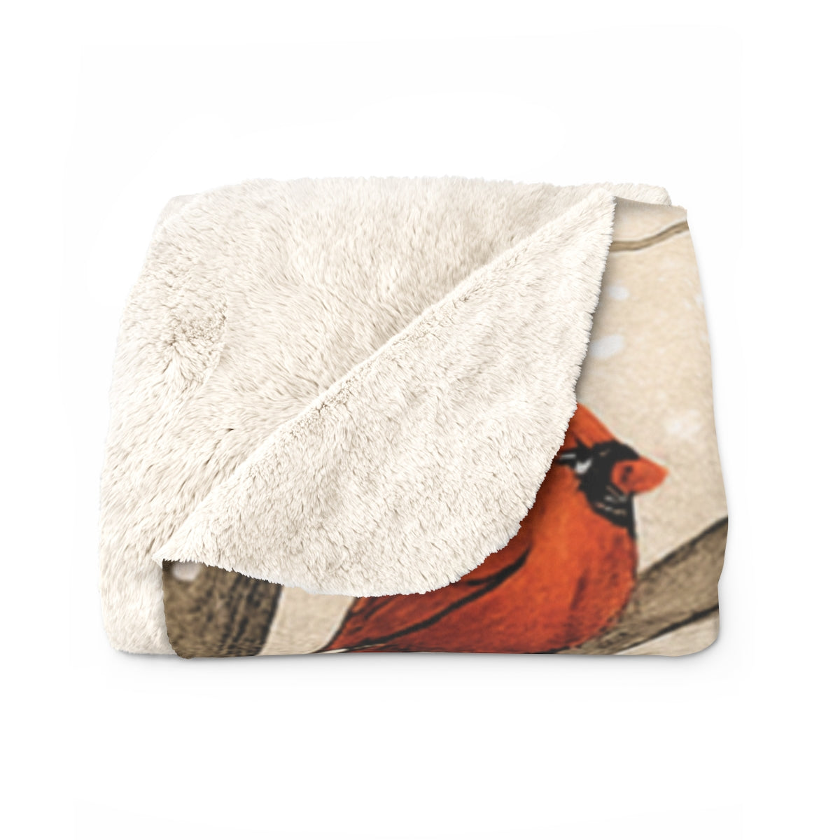 Blanket with a cardinal design on a white background