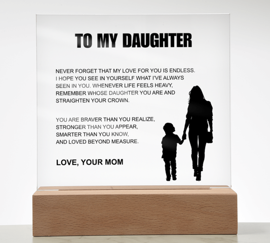 To My Daughter From Mom | "Straighten Your Crown" | Heartfelt Light-Up Plaque