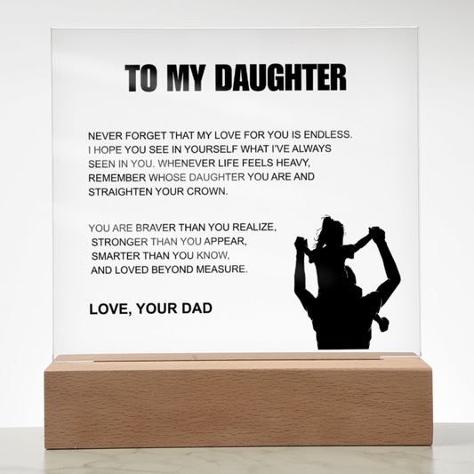 To My Daughter From Dad | "Straighten Your Crown" | Heartfelt Light-Up Plaque